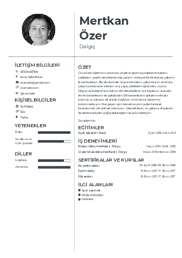 Dalgıç CV Örnekleri cv indir